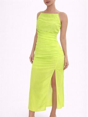 green emerald velvet dress Alexandrea Colorblock Maxi Dress in Green